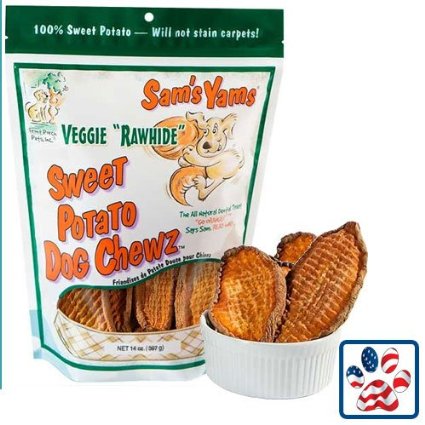 Sams Yams Veggie Rawhide Sweet Potato Dog Treats Hypoallergenic Dog Chew Toys