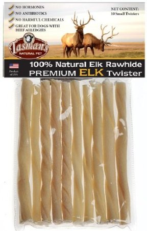 Tasmas All Natural Elk Rawhide Twisters hypoallergenic dog bones