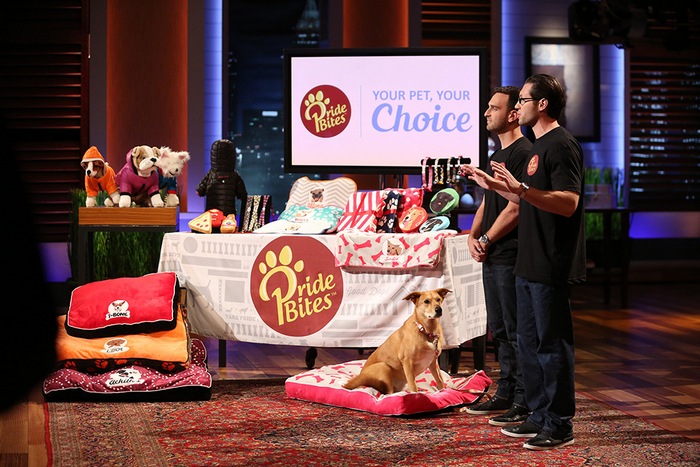 SHARK TANK - "Episode 728" - Two former advertising guys in New York try to sell the Sharks a cure for cell-phone addiction; emotions rise when entrepreneurs from Orlando, Florida talk about the inspiration behind their wireless cuddly toy that tells science and math stories to children; two pet lovers from Austin, Texas design and customize accessories for the most important member of the family: your one-of-a-kind pet; and two men from Huntington Beach, California hope they can lock up an investment deal with their high-tech "smart" tool box. Also, Lori Greiner takes 10 of her entrepreneurs - whose combined sales now total $188 million -- to the Orgill Trade Show in Orlando, Florida, on "Shark Tank," FRIDAY, APRIL 8 (9:00-10:00 p.m. EDT) on the ABC Television Network. (ABC/Beth Dubber) SEAN KNECHT, STEVEN BLUSTEIN (PRIDEBITES PET PRODUCTS)