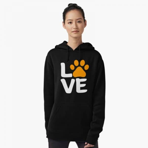Dog Lover's Sweatshirts: Orange Love Paw Hoodie