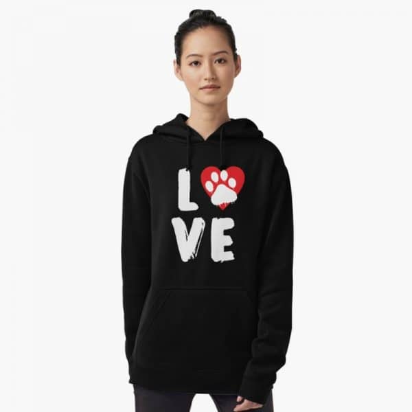 Dog Lover's Sweatshirts: Red Heart Love Paw