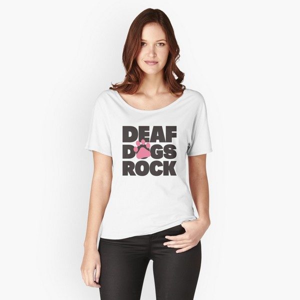 Deaf dogs rock large print shirt 