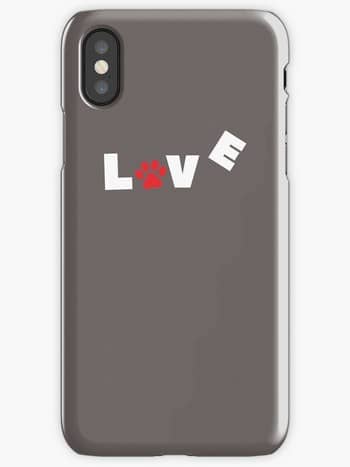Dog Lovers iPhone Cases with Love sign and paw imprint