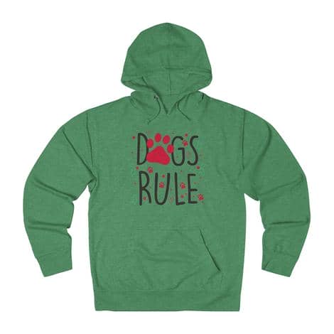 Funny Dogs Rule hoodie With Red Paw Print