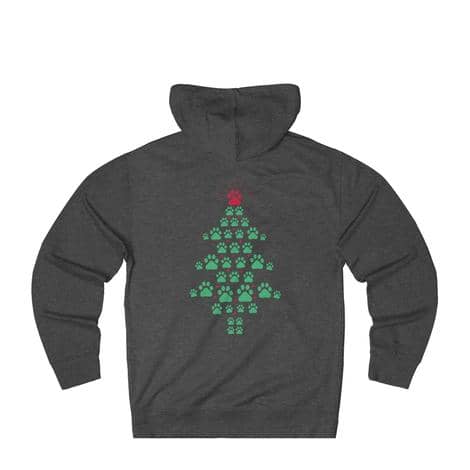 Super Cute Dog Paws Print Christmas Tree hoodie