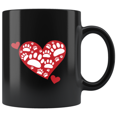 Super Cute Dog Paws Print & Heart Coffee Mug