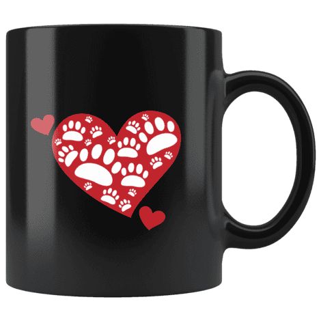 Super Cute Dog Paws Print & Heart Coffee Mug