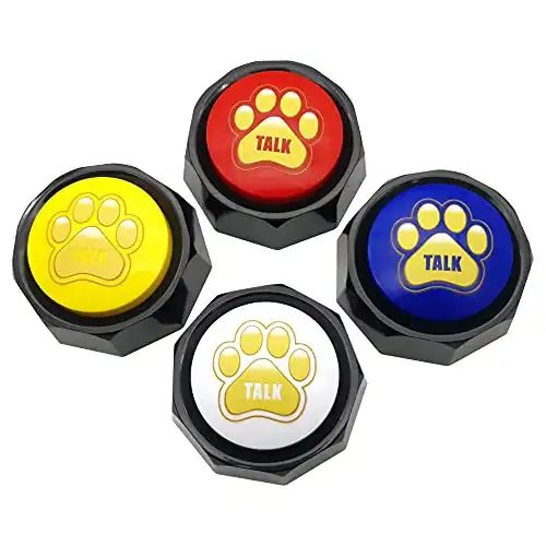 ANBILILA Recordable Talking Buttons, Dog Communication Buttons, Recordable Sound Buttons, Set of 4 Color buzzers, Pet Training Buzzers,Easy to Use, AAA Batteries Inside. (A1-N)