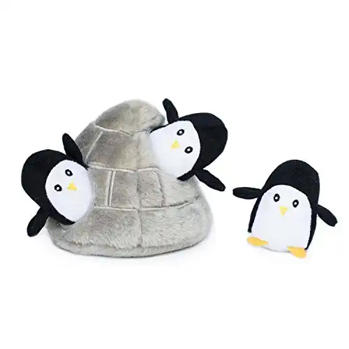 ZippyPaws Arctic Pals Burrow Interactive Dog Toys - Hide and Seek Dog Toys and Puppy Toys, Colorful Squeaky Dog Toys, and Plush Dog Puzzles, Penguin Cave